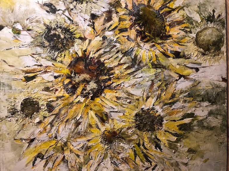 Dalia Skridailaitė „Saulėgrąžos“, 2021, 80x80, aliejus, drobė
