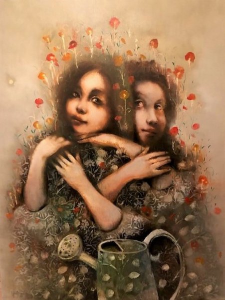 Laimonas Šmergelis „Gėlininkai“, 2020, 110x90, aliejus, drobė