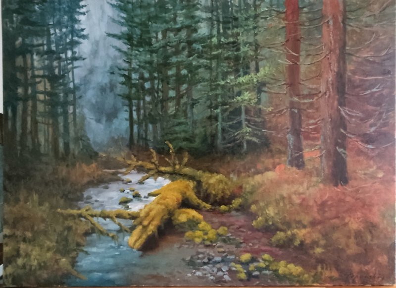 Mantas Čepauskis „Miško upelis“, 2021, 130x90, aliejus, drobė
