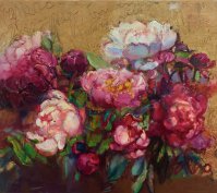 Elena Balsiukaitė-Brazdžiūnienė, „Gėlės draugui“, 2023 m. 70 x 80, aliejus/drobė