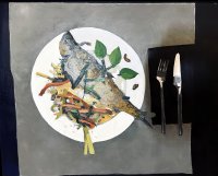 Peeter Krosmann, „Grill forell“, 2021 m., 70 x 90, aliejus/drobė